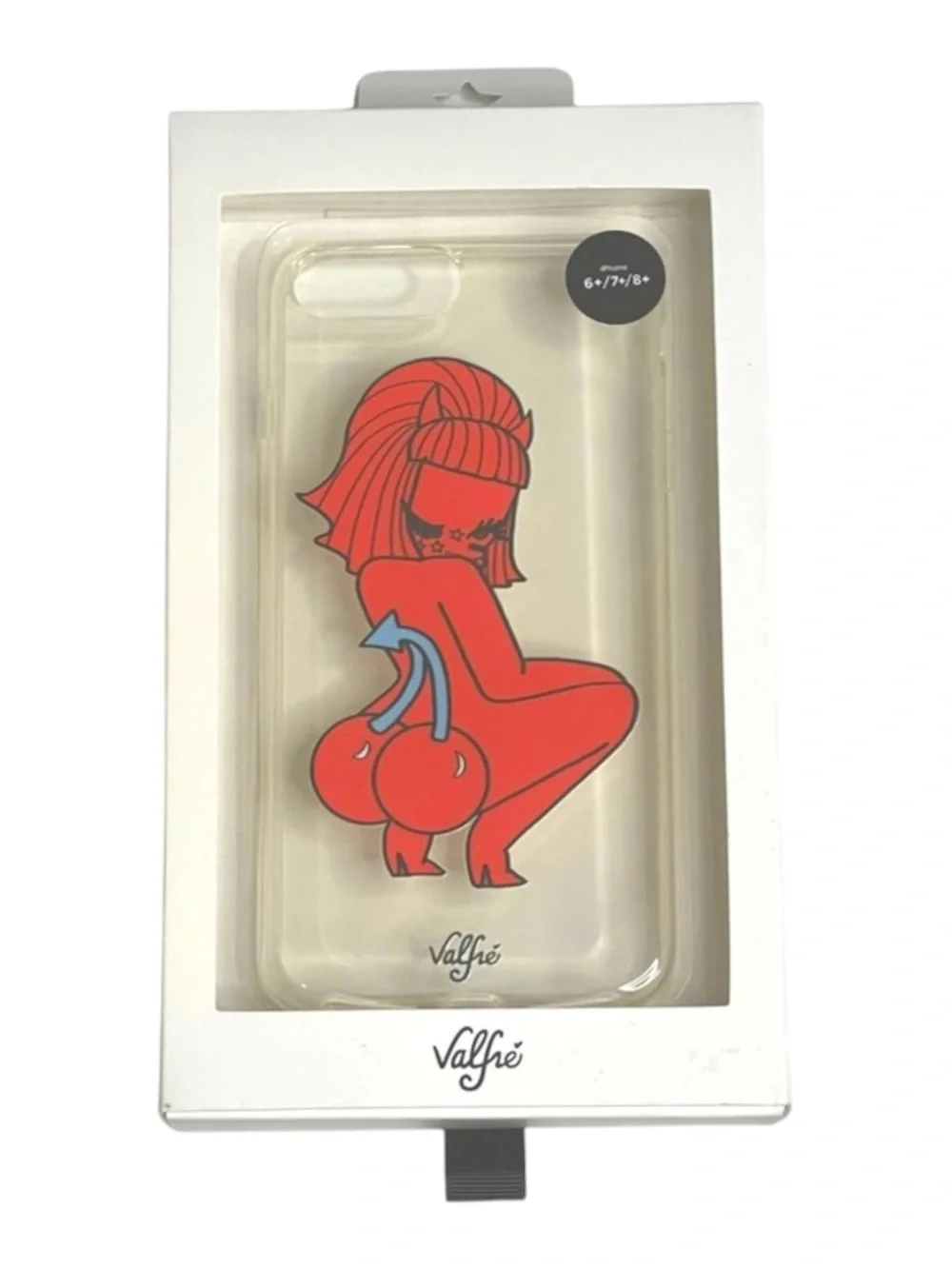 new Valfre ☻︎ Lucy Cherry Bottom ☻ iPhone 6+ 7+ 8+ Clear Case ☻ Artist Drawn ☻